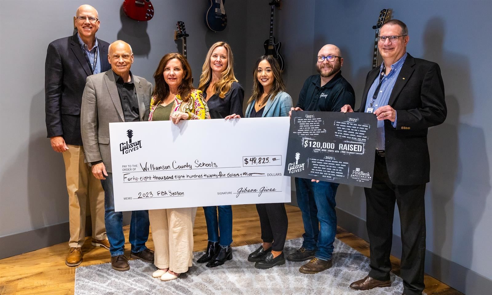 People hold a large cardboard check